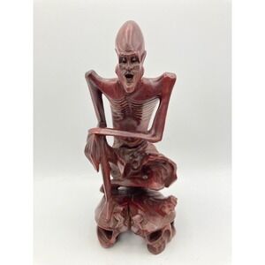 Vintage Hand Carved Wooden Emaciated Lohan/Rakan Chinese/Japanese‎ Buddhism 8"H